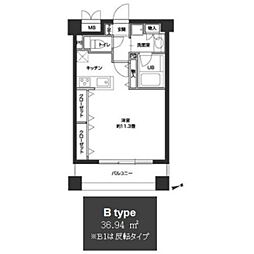 カスタリア中野 5階ワンルームの間取り