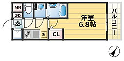 エスリードレジデンス神戸三宮 1Kの間取図画像