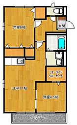 オーキッドB 2LDKの間取図画像