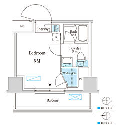 パークアクシス錦糸町スタイルズ 5階ワンルームの間取り