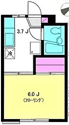 ルミエール 2階1Kの間取り