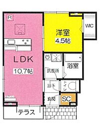 リバーサイド亀有 1階1LDKの間取り