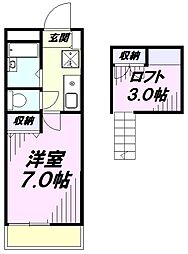 クレセントハイツ21 1階1Kの間取り