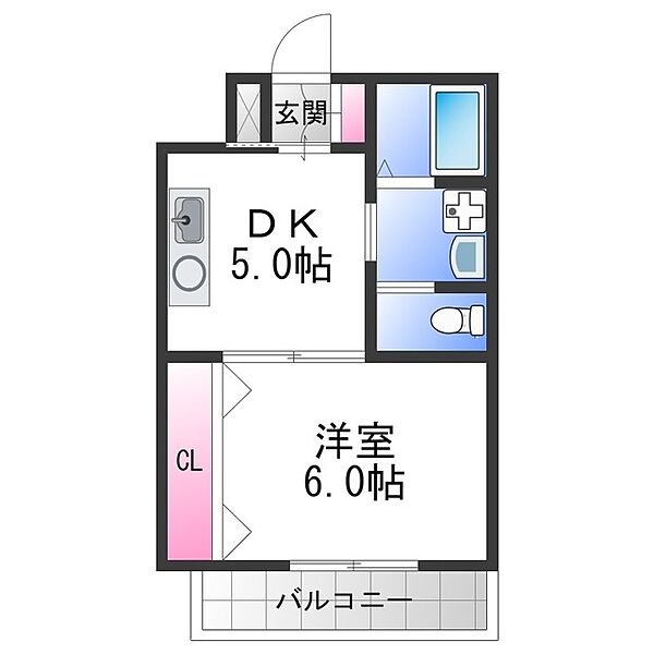 インフィルドII ｜大阪府大阪市生野区巽南５丁目(賃貸マンション1DK・4階・27.00㎡)の写真 その2