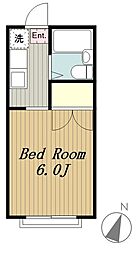 オークハイツ 1Kの間取図画像