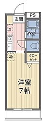 来夢一番館 1Kの間取図画像