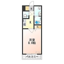 仮）中京区西ノ京東月光町新築マンション 2階1Kの間取り