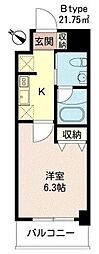 サンフル用賀 1Kの間取図画像