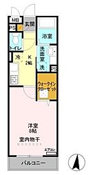 ヴィルクレールII 1階1Kの間取り