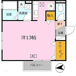 ロイヤルコートA ワンルームの間取図画像