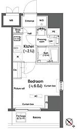 カスタリア大森2 1Kの間取図画像
