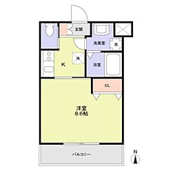 ヴィータ京都西院 1Kの間取図画像
