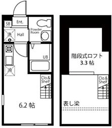 ハーミットクラブハウス横浜磯子 1階ワンルームの間取り