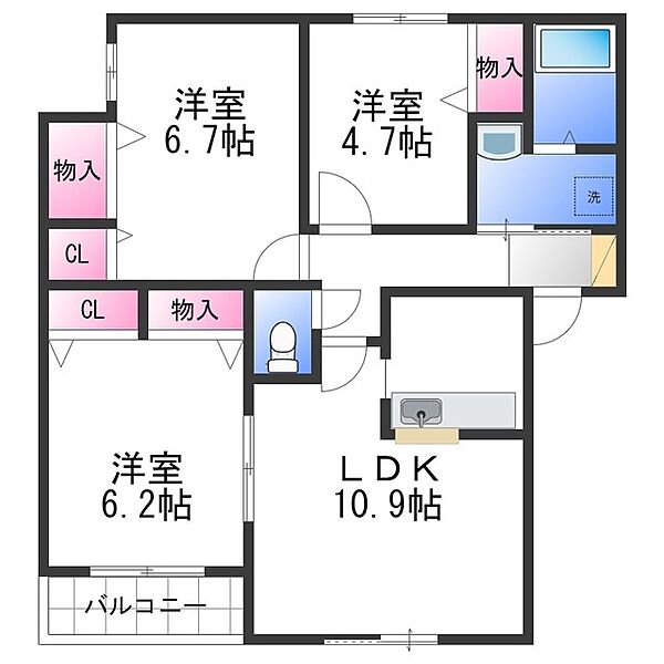 サンモール春木 ｜大阪府岸和田市春木大小路町(賃貸アパート3LDK・2階・65.40㎡)の写真 その2