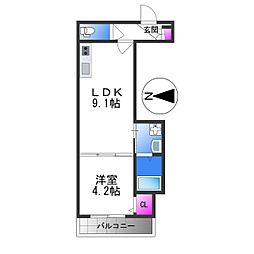 GRANDIR小路 1LDKの間取図画像