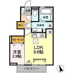 GrowNext2 1LDKの間取図画像