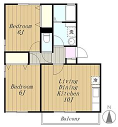 サンフルさがみ野A 2LDKの間取図画像