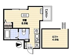 coralvilla ワンルームの間取図画像
