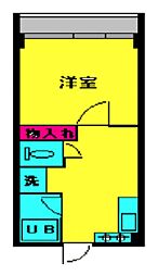 協産マンション 1階1Kの間取り