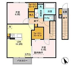 ソフィアクレールB棟 2LDKの間取図画像
