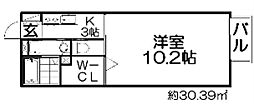 サンアムール杉山手 1Kの間取図画像