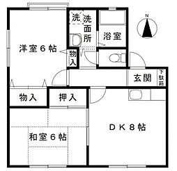 ハイツさつき 2DKの間取図画像