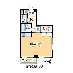 テオフラット ワンルームの間取図画像