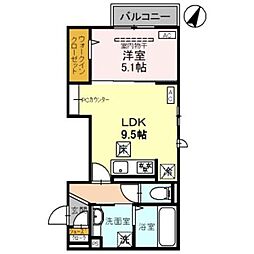 D-ROOM松尾鈴川 1LDKの間取図画像