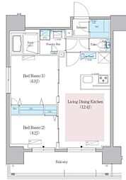 アーバネックス蔵前レジデンス 2LDKの間取図画像