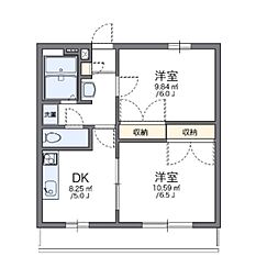 レオパレスストーンリバー1 2DKの間取図画像