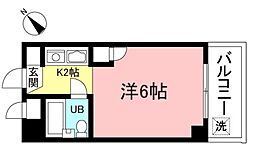 デイジイ川崎 1Kの間取図画像