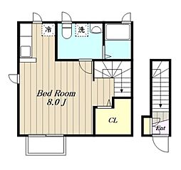 ウインドヒル玉川Ｎ棟 2階1Kの間取り