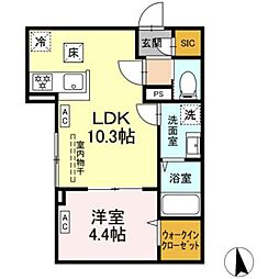 セレスティア東向島 1階1LDKの間取り