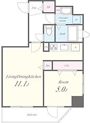 パインウェルズ 7階1LDKの間取り