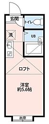 パンシオン座間No.2 ワンルームの間取図画像