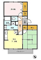 エーデルハイム ＤＥＦ 1階2DKの間取り