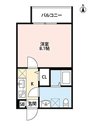 カルミア鶴橋 1Kの間取図画像