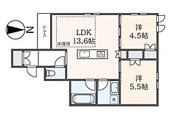 Westsedona 2LDKの間取図画像