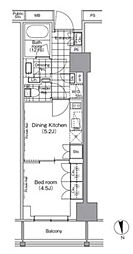 パークハビオ門前仲町 1DKの間取図画像