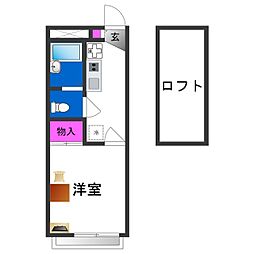 レオパレススミエ 1Kの間取図画像