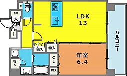 プレサンス三宮ディライト 1LDKの間取図画像