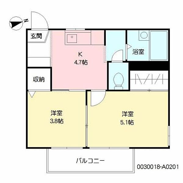 フレグランスデュー A0201｜宮崎県宮崎市希望ケ丘３丁目(賃貸アパート2K・2階・30.31㎡)の写真 その2