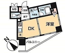 アート不動前 1DKの間取図画像