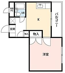 カーサグランデ 1Kの間取図画像