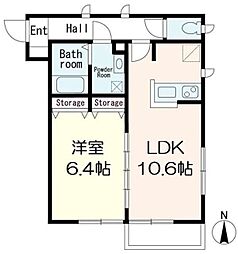 パルム和光 1LDKの間取図画像