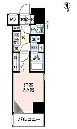プレール・ドゥーク西浅草 1Kの間取図画像