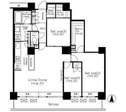 リバーポイントタワー 3LDKの間取図画像