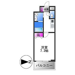 クローバーソレイユ南田辺 1Kの間取図画像