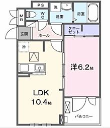 フォンテーヌIII 1LDKの間取図画像