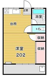 パステルコート ワンルームの間取図画像